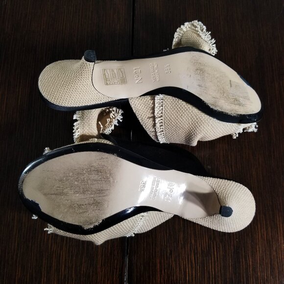 N21 Mule Womens 36.5 Kitten Heel Slide Leather Satin Fabric Slip On Raso Knot - Picture 13 of 15